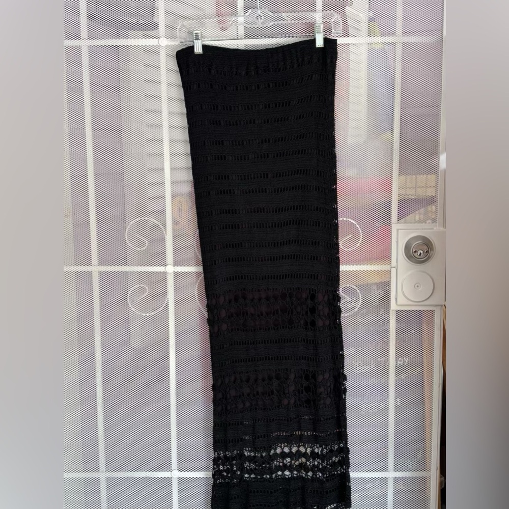 Chico's Black Crochet Maxi Skirt